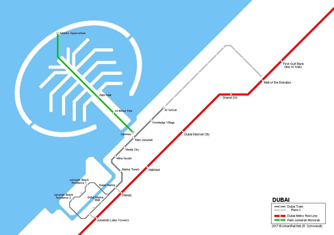 Palm Jumeirah monorail газрын зураг