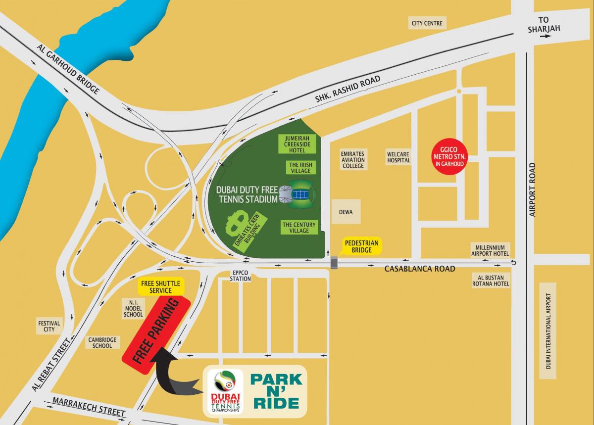 Dubai duty free tennis цэнгэлдэх хүрээлэн байршил газрын зураг