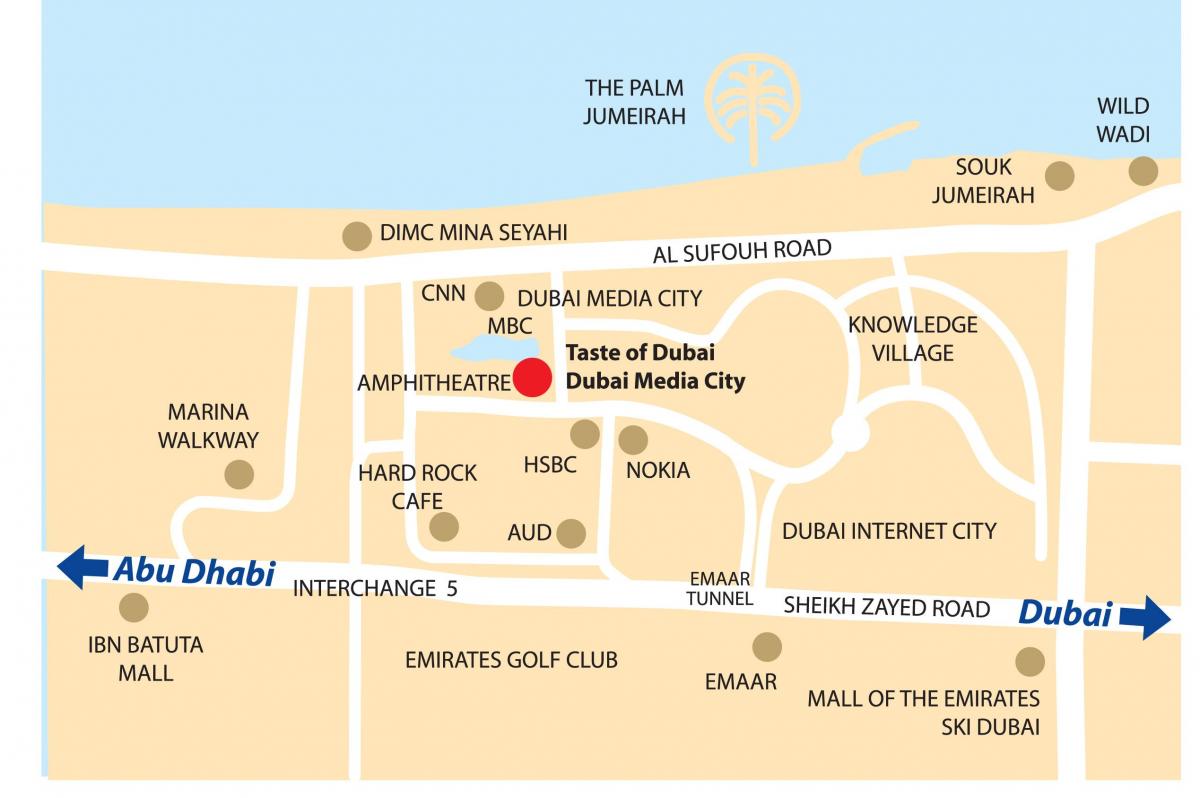 Дубай хэвлэл мэдээллийн хотын байршил газрын зураг